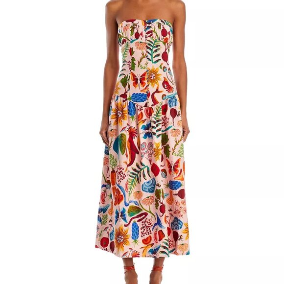 FARM Rio ~ Bright Farm Beige Strapless Maxi Dress - Picture 2 of 8